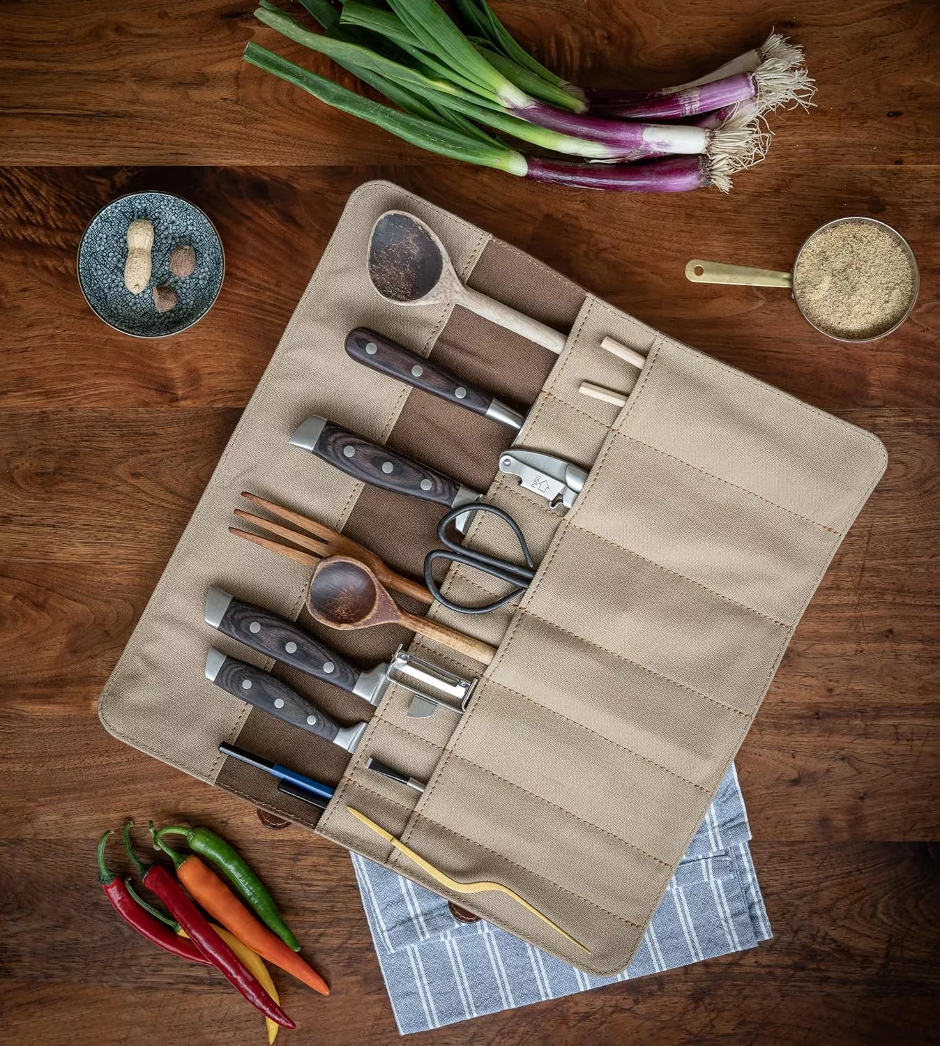 Torba Rolowana Angus Stoke Duplex Skórzana na 14 Noży 40x38 cm