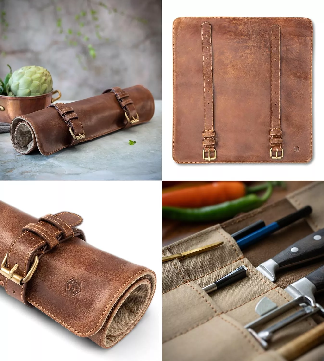 Torba Rolowana Angus Stoke Duplex Skórzana na 14 Noży 40x38 cm