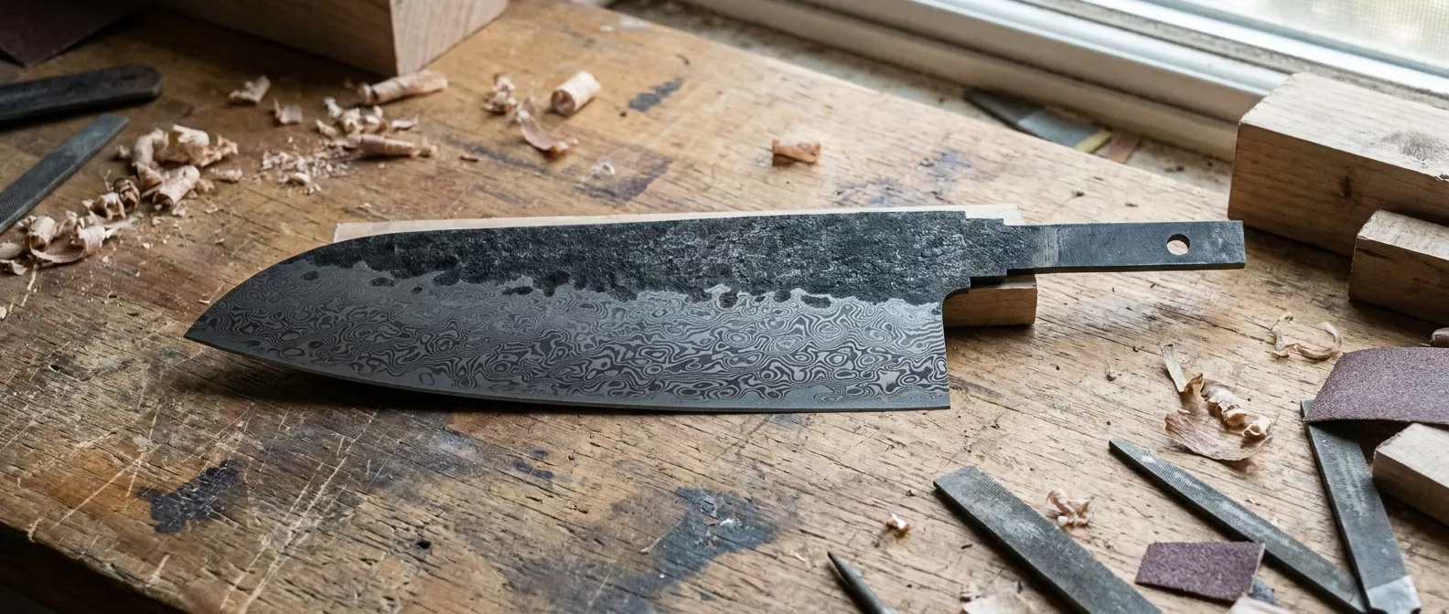 Dan Woo Nóż Santoku 16,5 cm Damast HF02 Blank - Ostrze do Oprawy