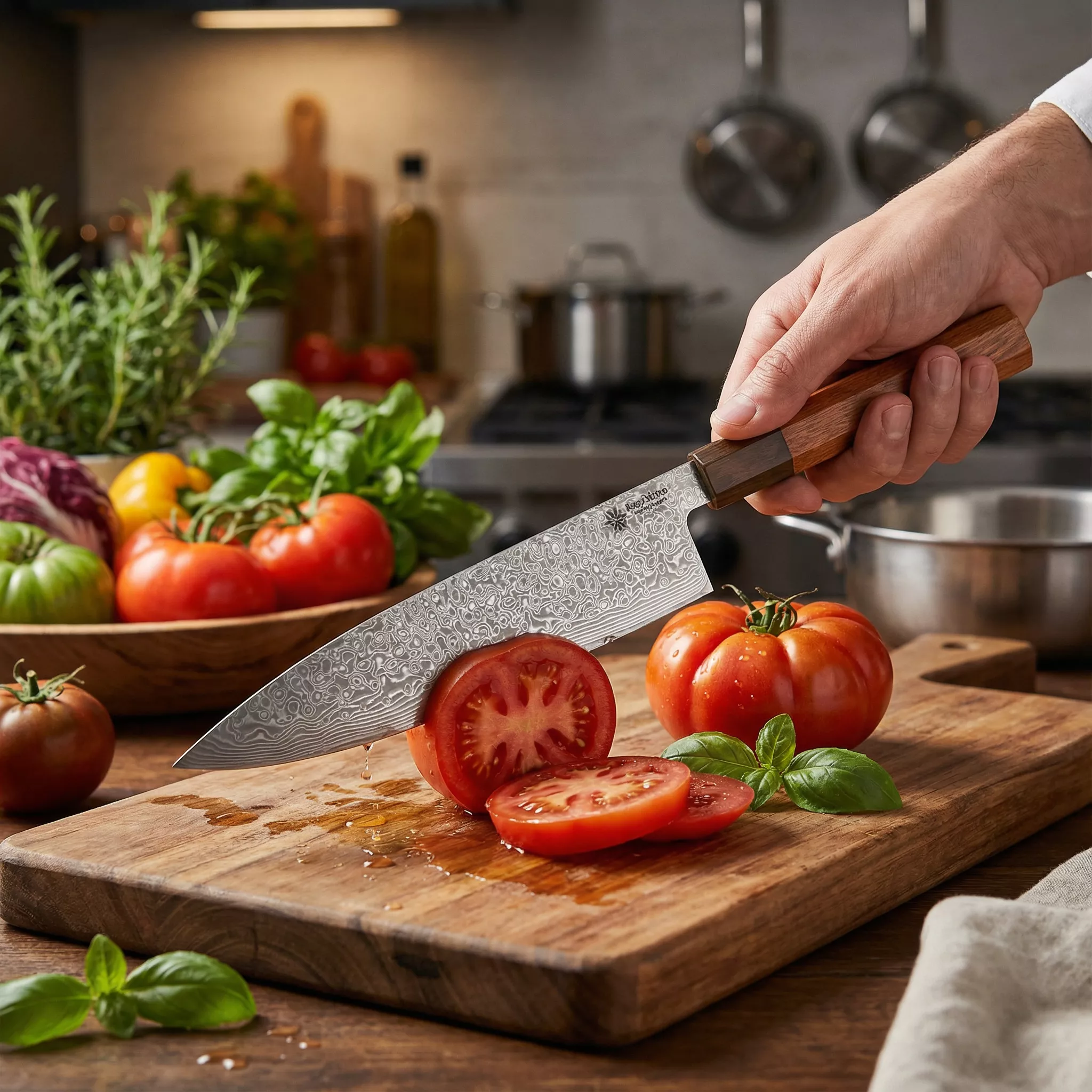 Dan Woo Nóż Szefa Kuchni Damast 10Cr15MoV, Ostrze 20 cm