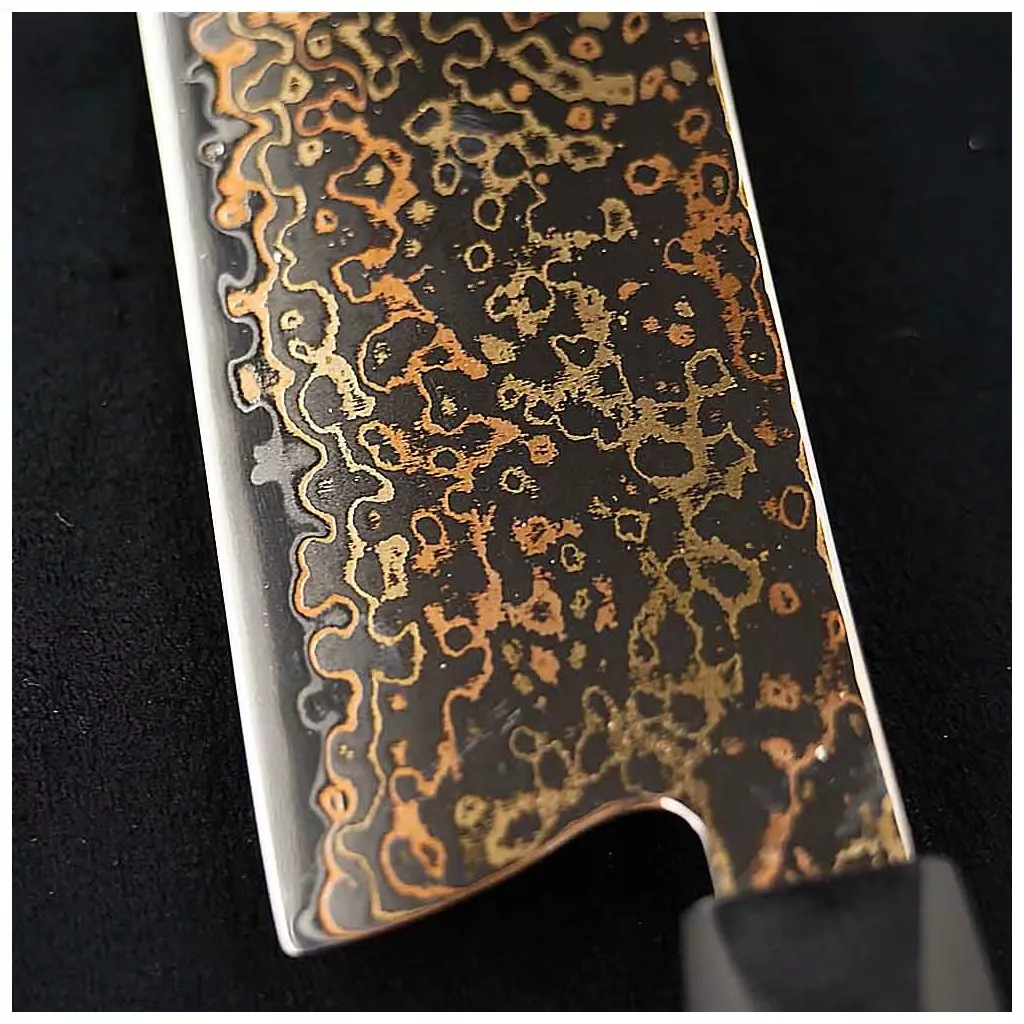 Dellinger Resin Mash Gold Santoku 18 cm - Nóż Kuchenny Damasceński
