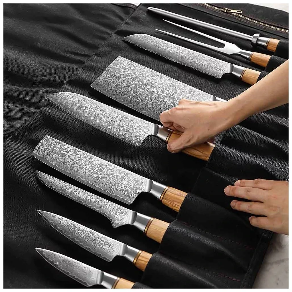 Dellinger Luksusowa torba na 12 noży - Czarna, Płótno i Skóra