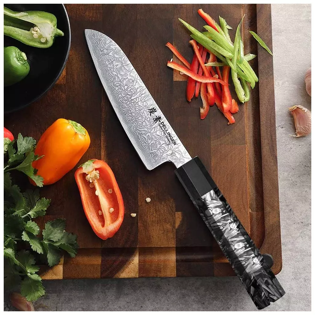 Nóż Ko-Santoku Dellinger Carbon Fiber Octagon 14 cm VG-10