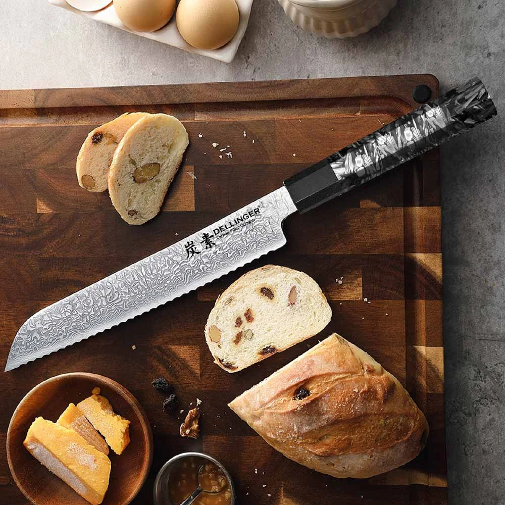 Nóż do pieczywa Dellinger Carbon Fiber Octagon 21,5 cm VG-10