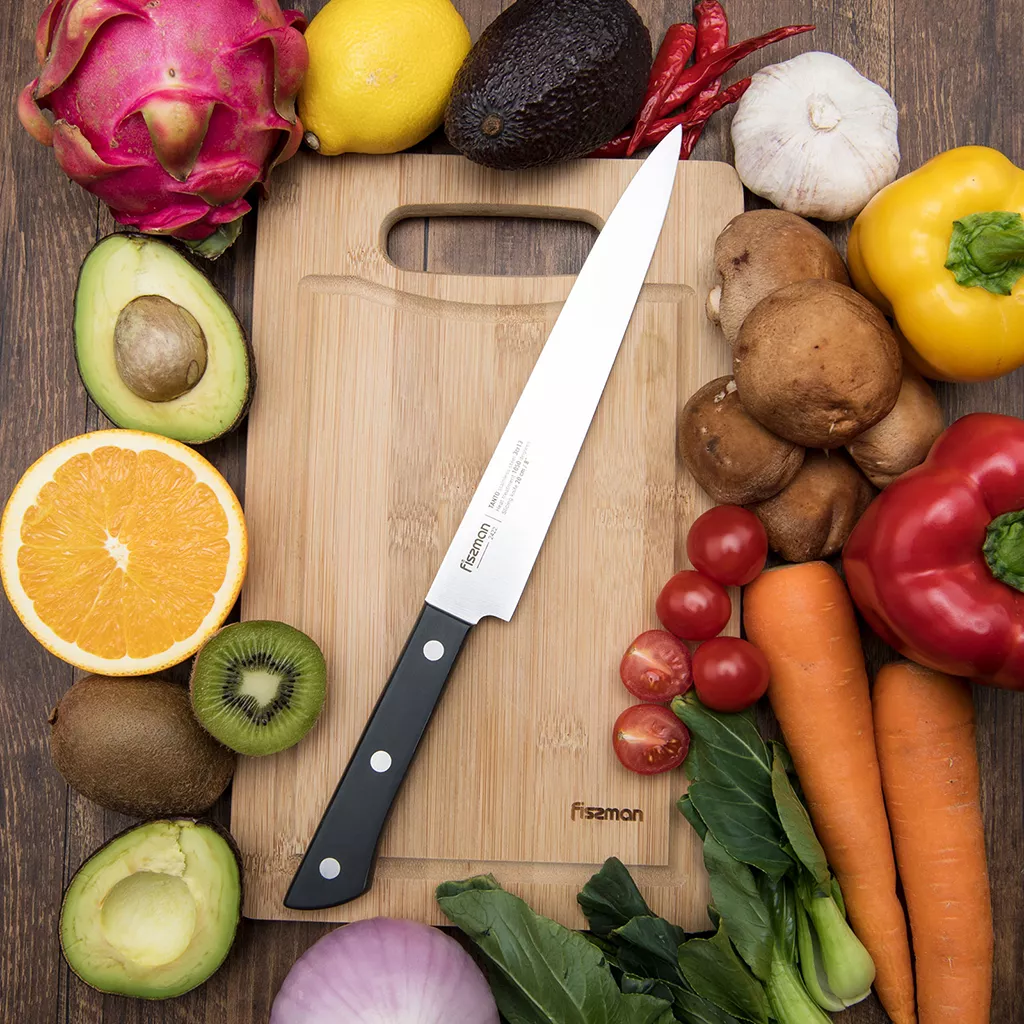 Fissman Nóż do plastrowania TANTO 20 cm, stal nierdzewna 3Cr13, czarny