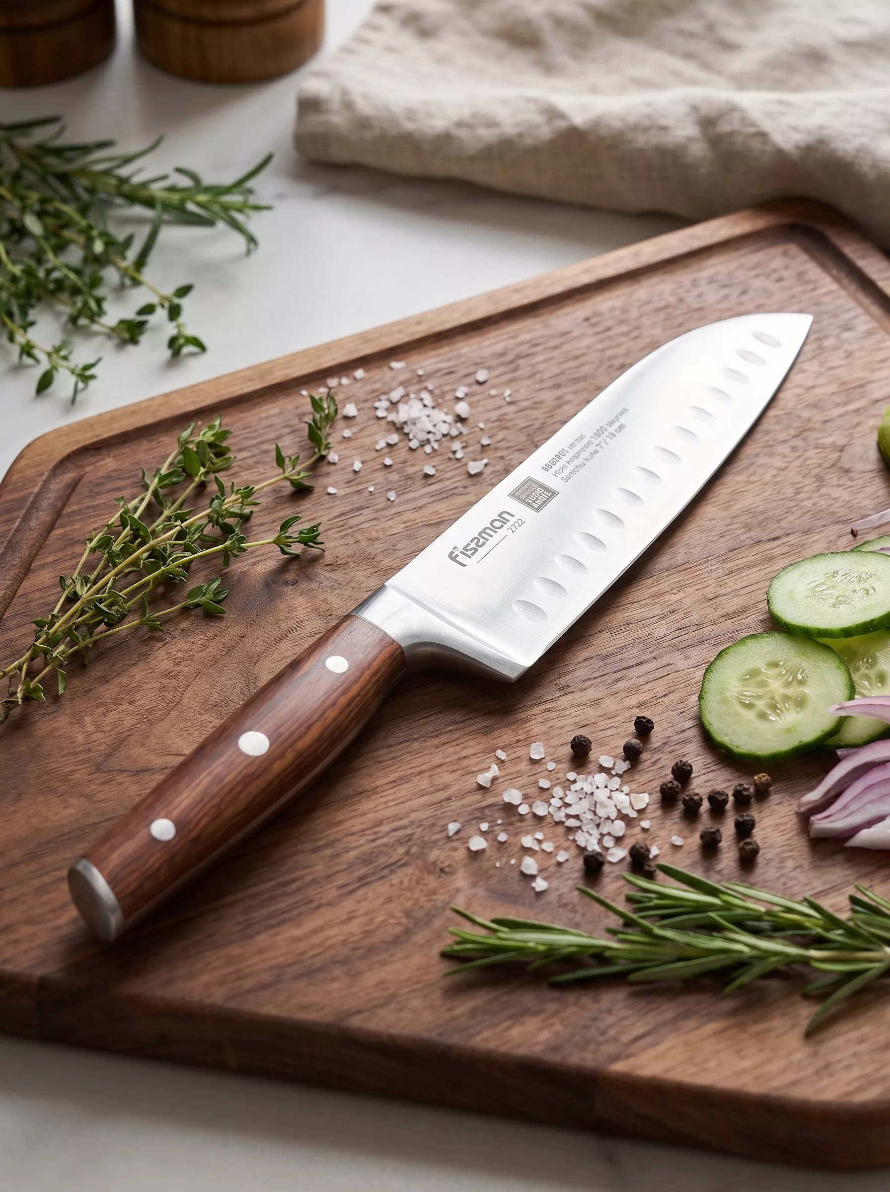 Nóż kuchenny Santoku Fissman Bremen 18 cm – stal X50CrMoV15