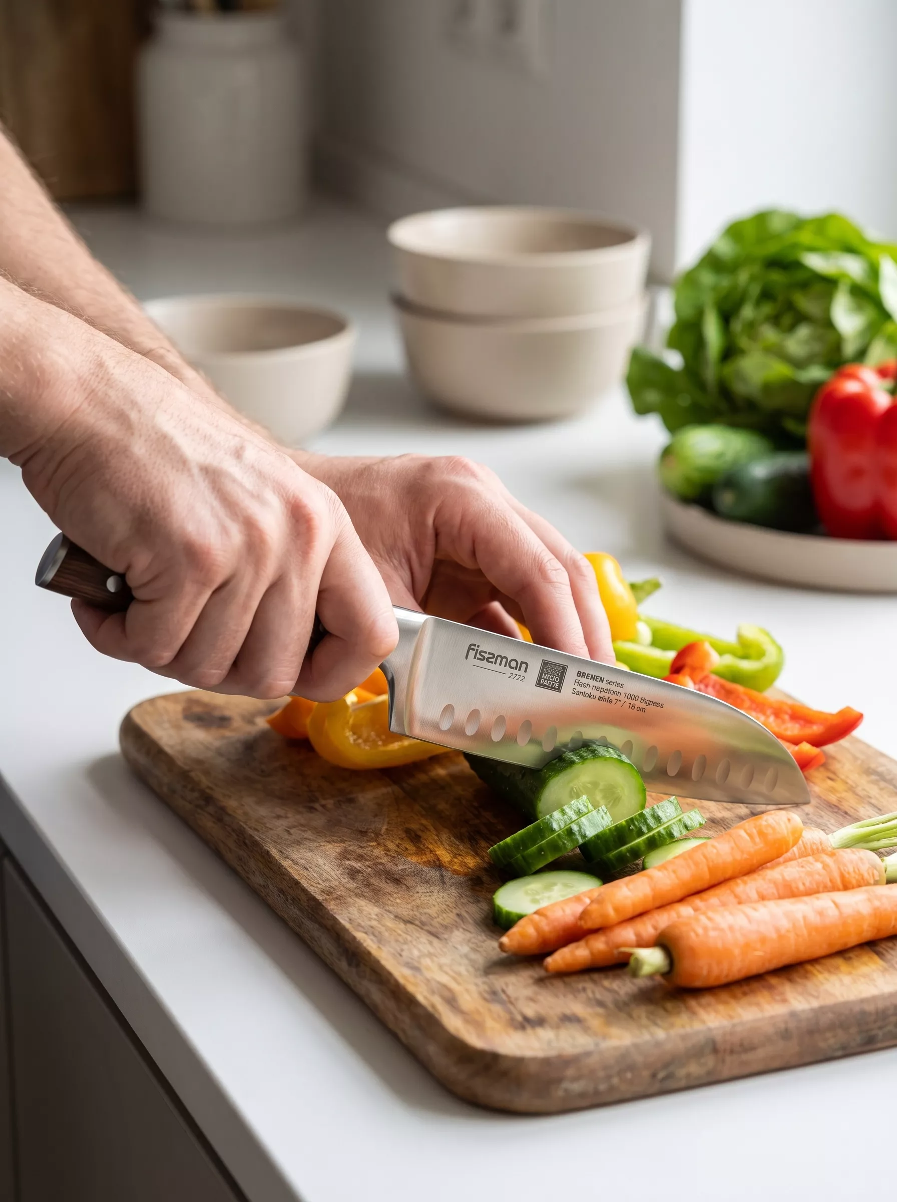 Nóż kuchenny Santoku Fissman Bremen 18 cm – stal X50CrMoV15