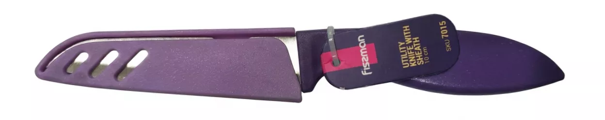 Fissman Nóż Uniwersalny z Pochwą 10 cm Fioletowy Stal X30Cr13