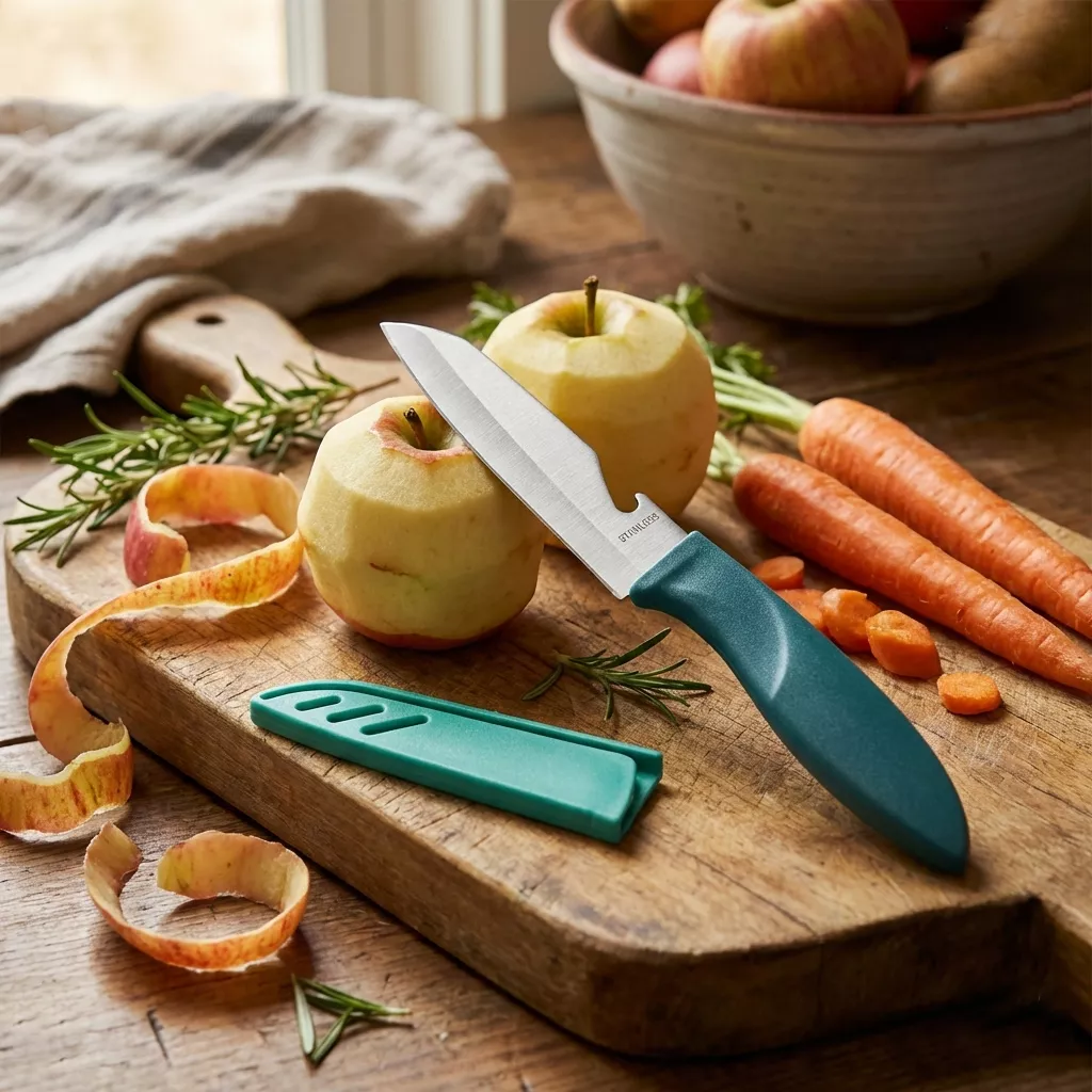 Fissman nóż uniwersalny z pochwą i otwieraczem 11 cm zielony