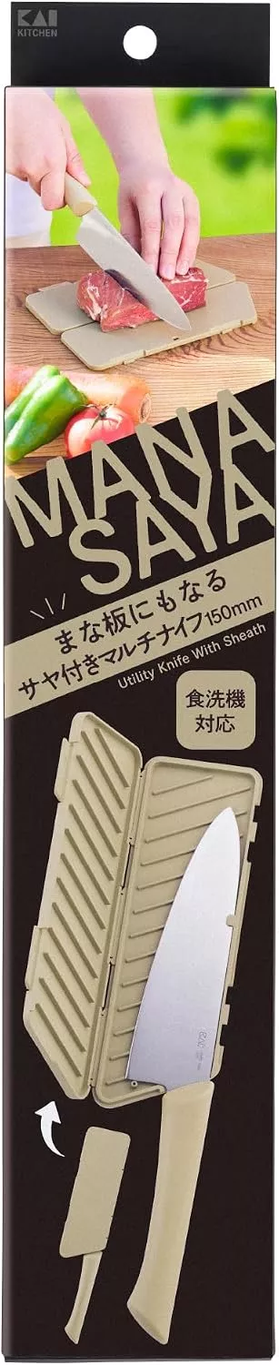 KAI Seki Magoroku Manasaya Nóż Santoku 15 cm z pochwą-deską