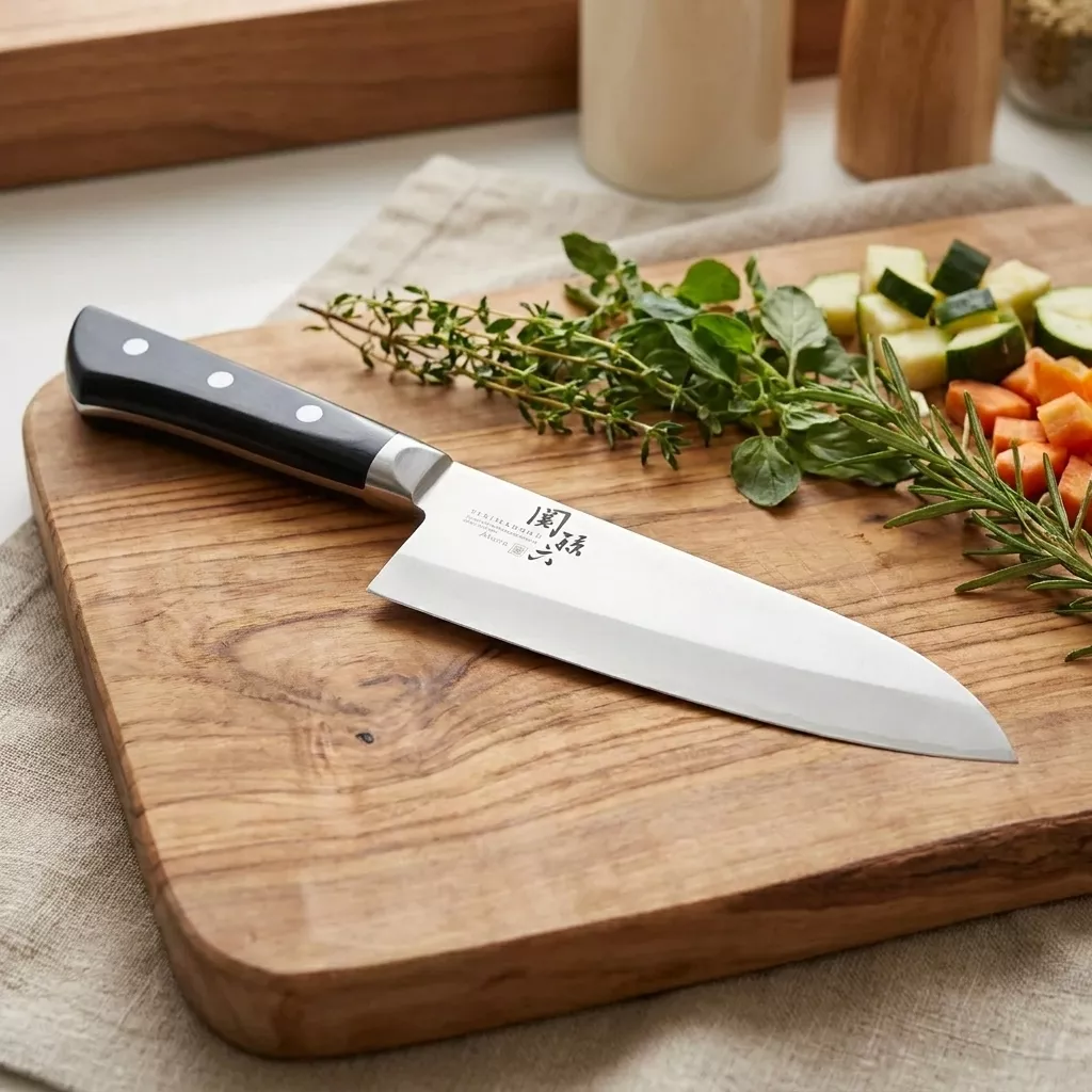 KAI Seki Magoroku Akane Japoński Nóż Santoku, Ostrze 16.5 cm