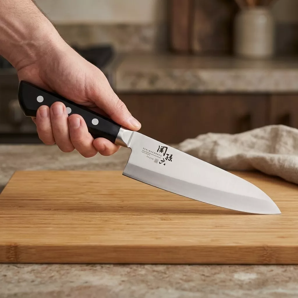 KAI Seki Magoroku Akane Japoński Nóż Santoku, Ostrze 16.5 cm