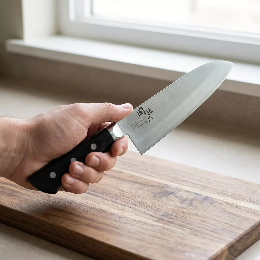 KAI Seki Magoroku Akane Japoński Nóż Santoku, Ostrze 16.5 cm
