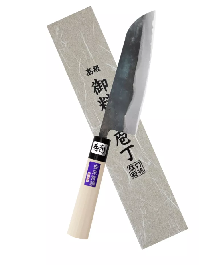 Kanetsune Aogami#2 Kurouchi Santoku Nóż Japoński 16,5 cm