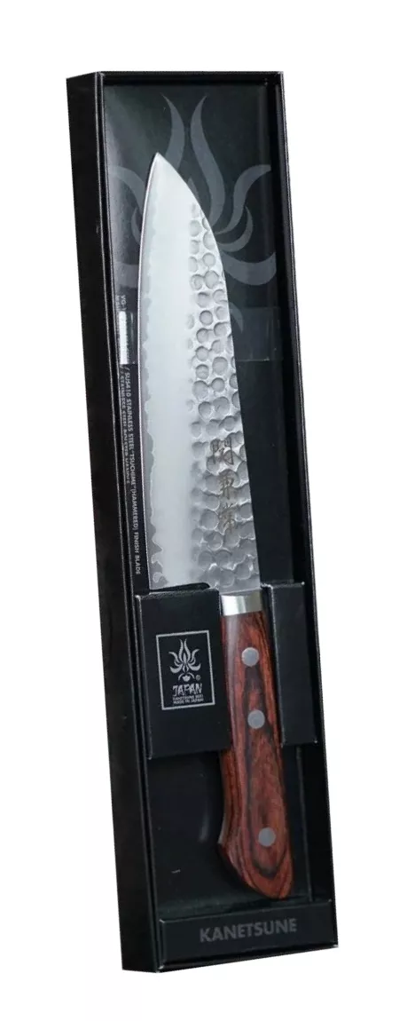 Kanetsune Nóż Santoku Tsuchime VG-1, ostrze 16.5 cm, drewno mahoniowe