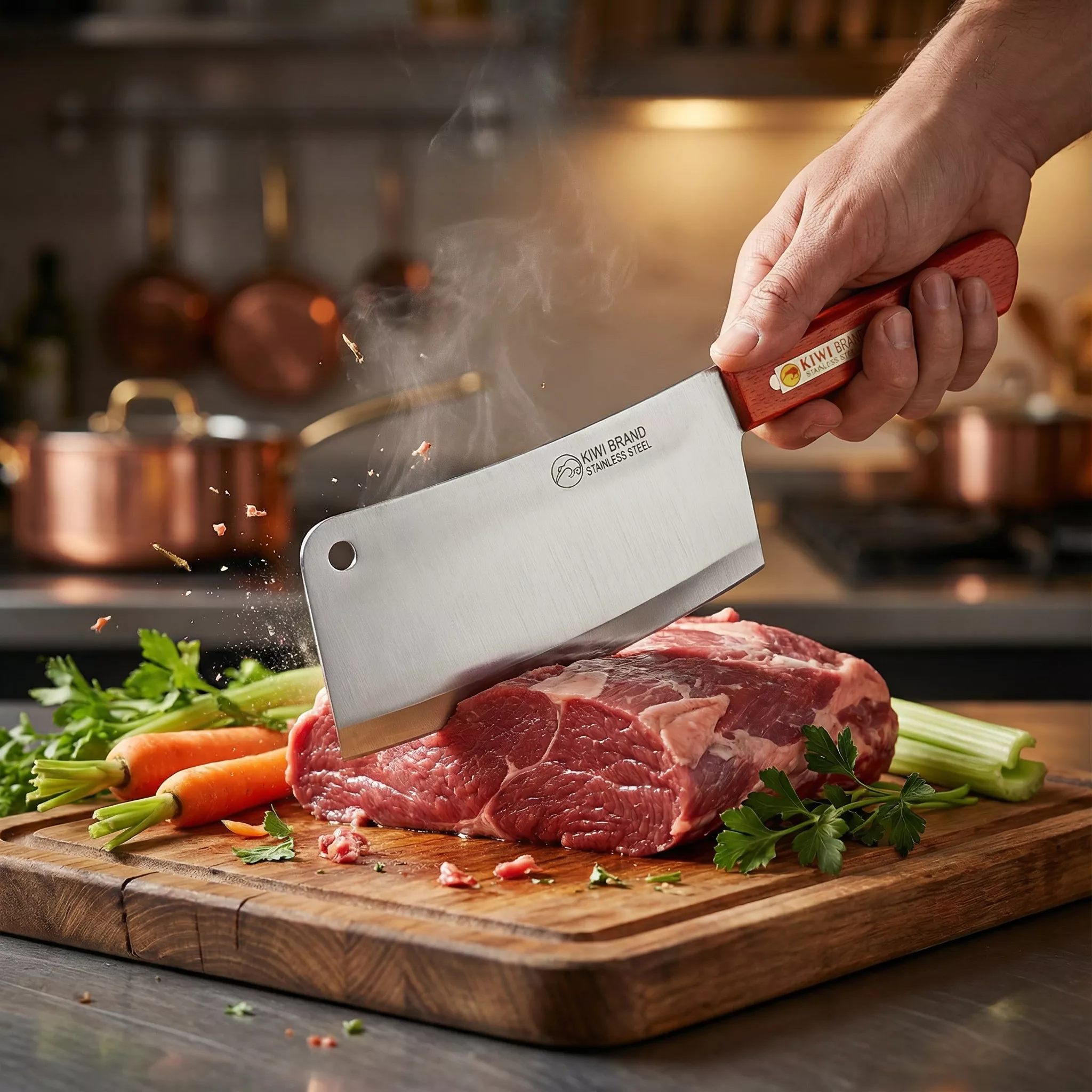 Kiwi Tasak Kuchenny Model 840, Ostrze 18 cm, Drewniana Rękojeść