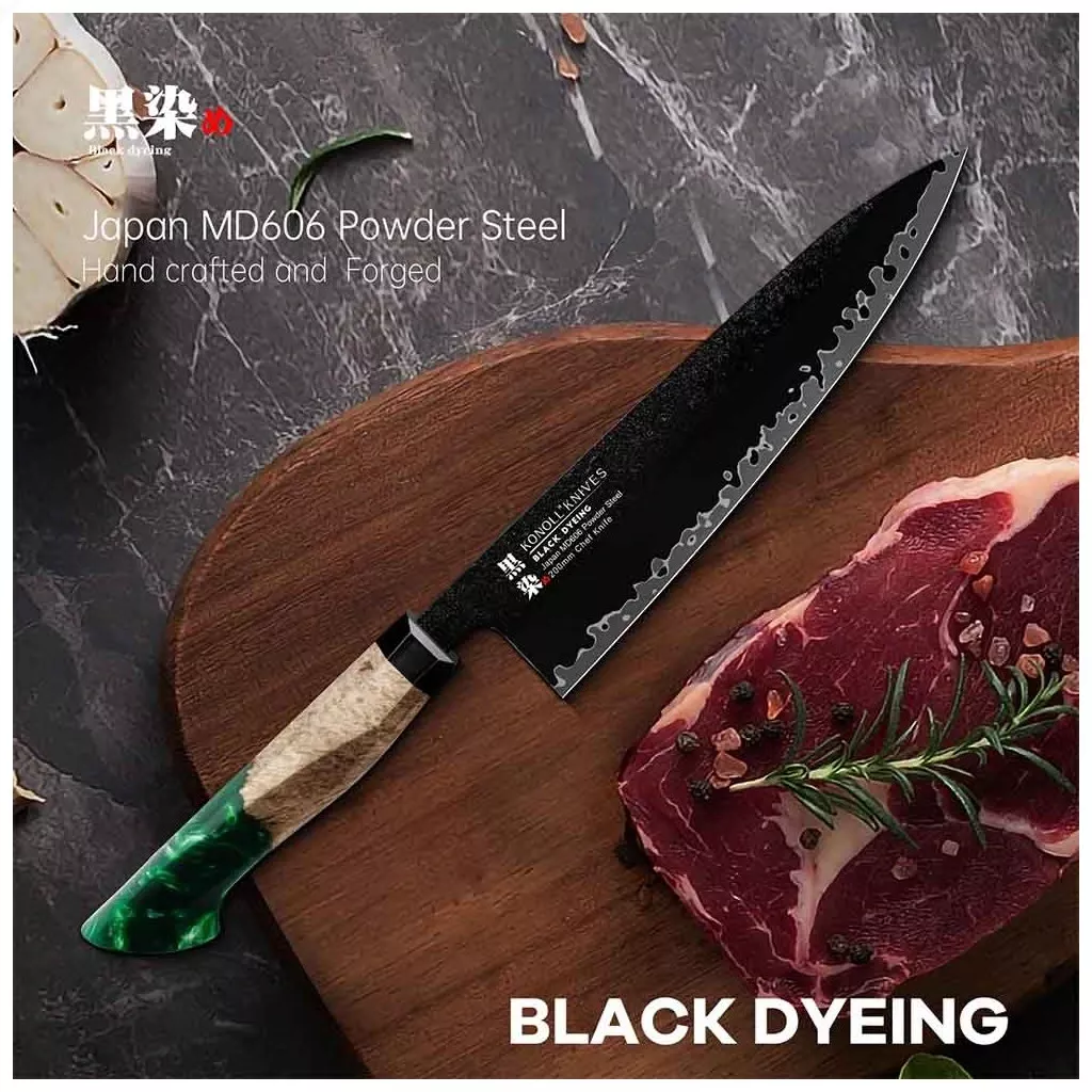 Nóż szefa kuchni Konoll Black Dyeing MD-606 Gyuto 20,5 cm