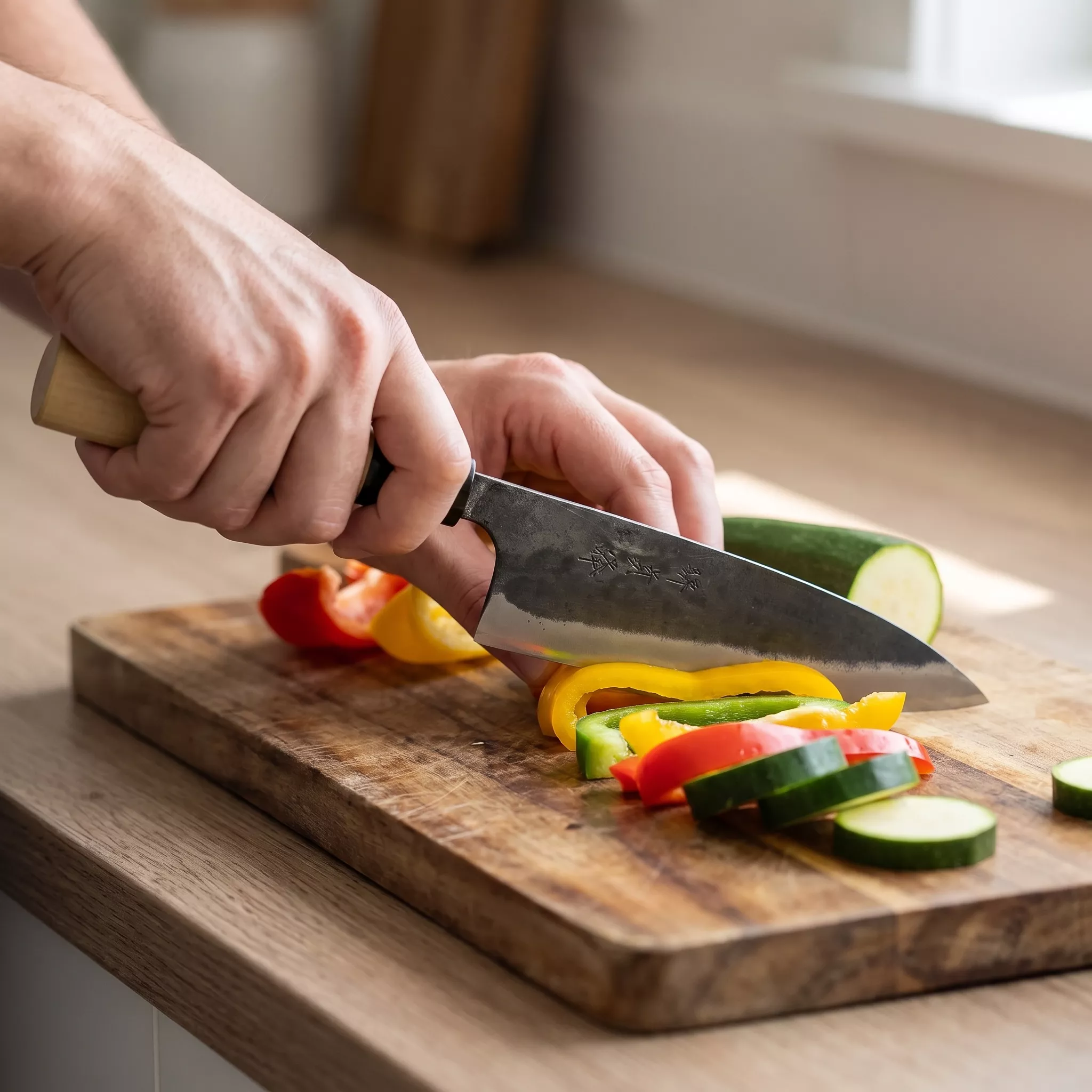 Japoński nóż Santoku Funayuki Okomura Kurouchi 16,5 cm