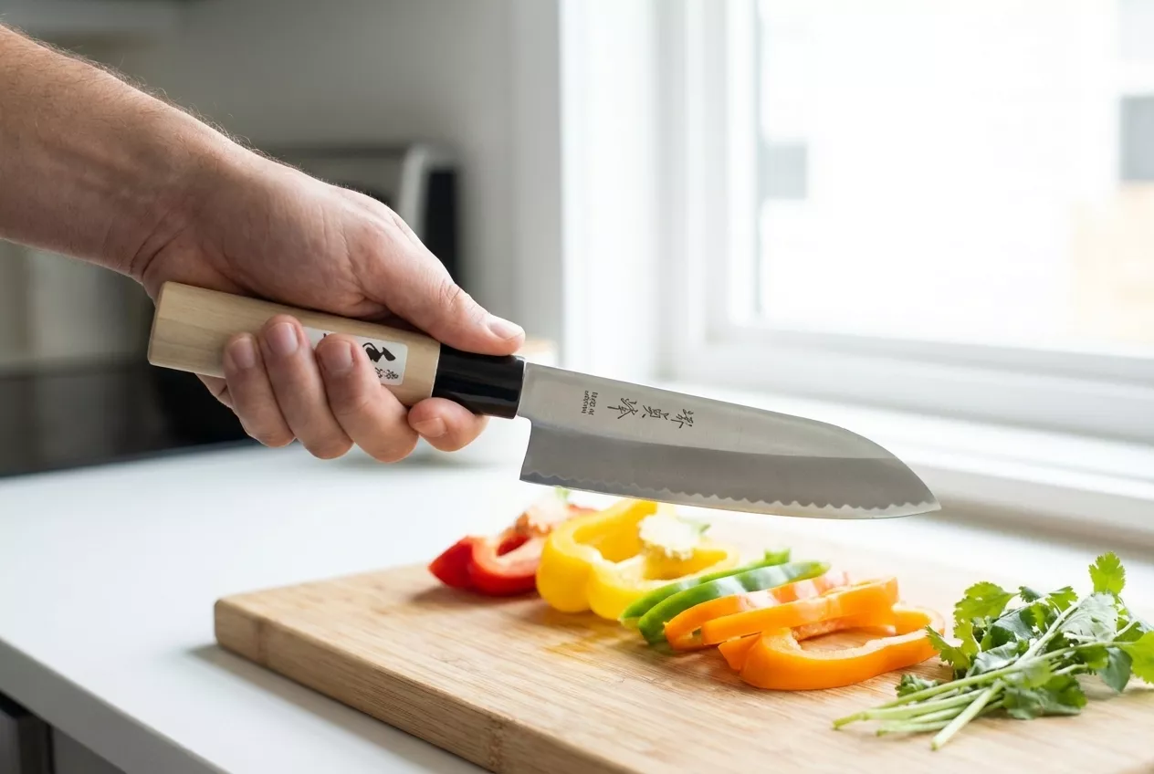 Japoński nóż Santoku Sakai Teiho 16,5 cm - Stal Molibdenowo-Wanadowa