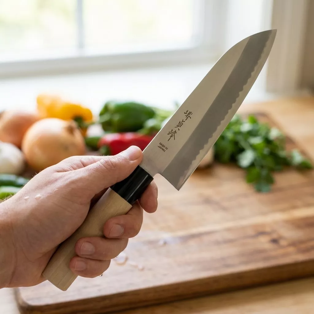 Japoński nóż Santoku Sakai Teiho 16,5 cm - Stal Molibdenowo-Wanadowa