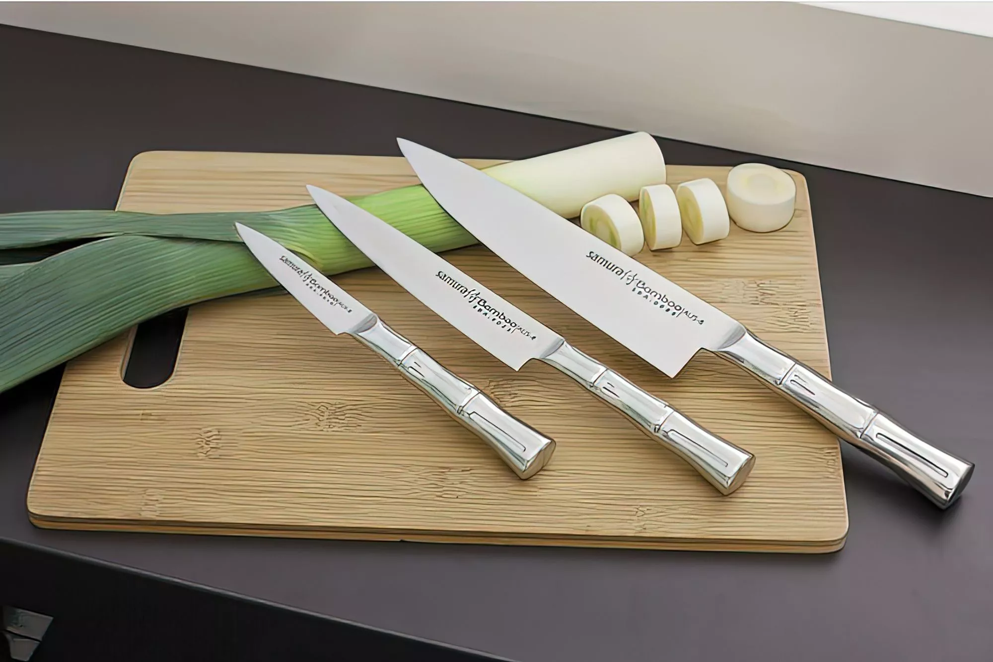 Samura Bamboo Zestaw 3 Noży Kuchennych: Szefa, Uniwersalny, do Obierania