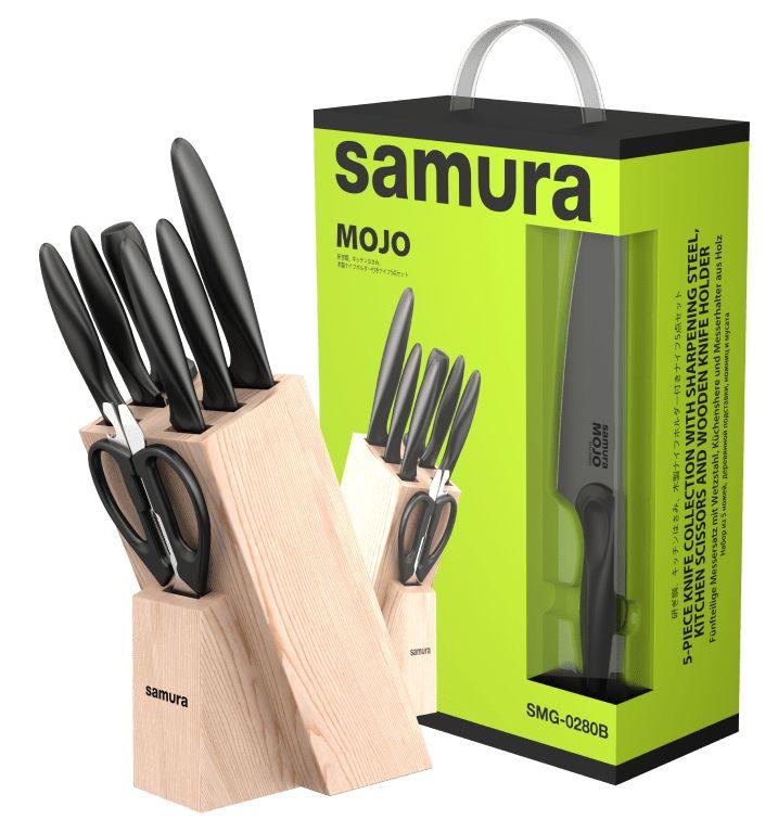 Samura Mojo Kompletny Zestaw 5 Noży Kuchennych z Blokiem i Akcesoriami