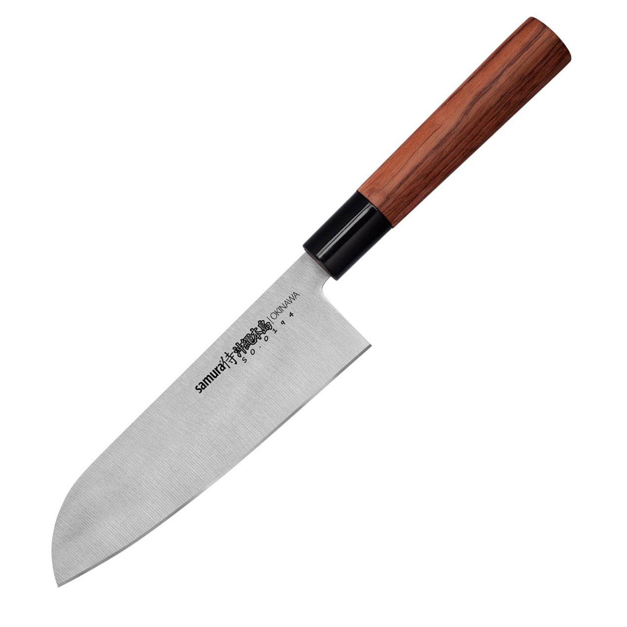 Japoński nóż Santoku Samura Okinawa 17,5 cm AUS-8 Palisander