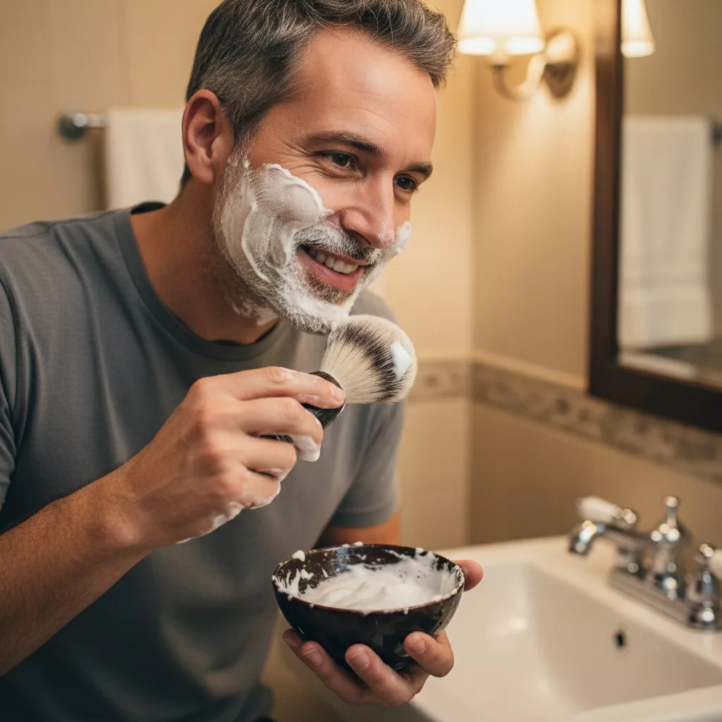 Pędzel do golenia TITAN – heban, włosie borsuka, podstawa okrągła, 20 mm