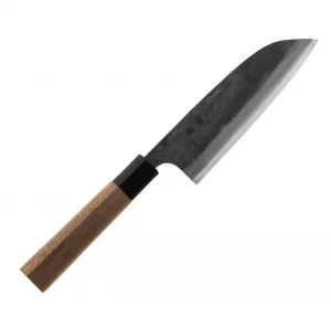 Japoński Nóż Santoku Tosa Kurouchi Aogami Super 15 cm - Drewno Orzech