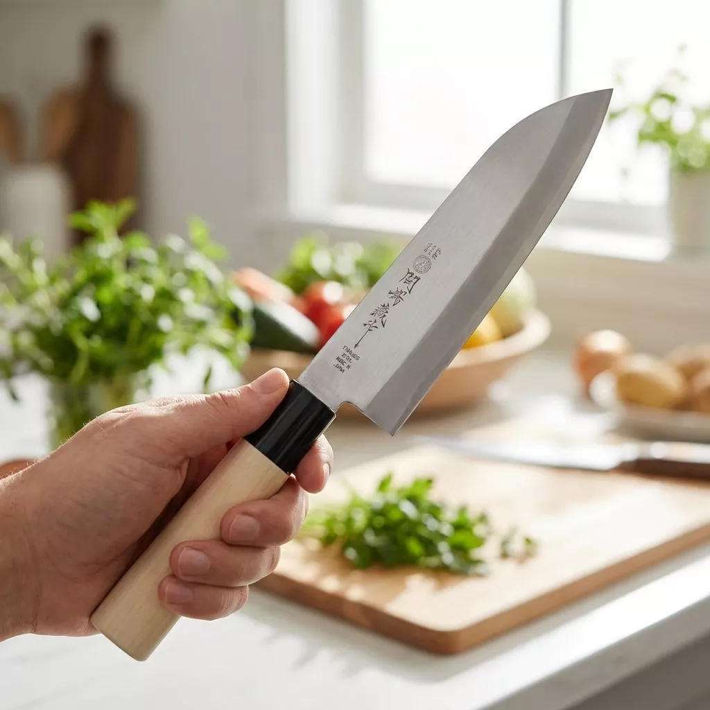 Japoński Nóż Santoku Tsubazo 17 cm ze Stali Molibdenowo-Wanadowej