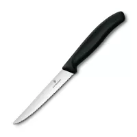 Victorinox Nóż Kuchenny Uniwersalny z Ostrzem Ząbkowanym, 11 cm, Czarny