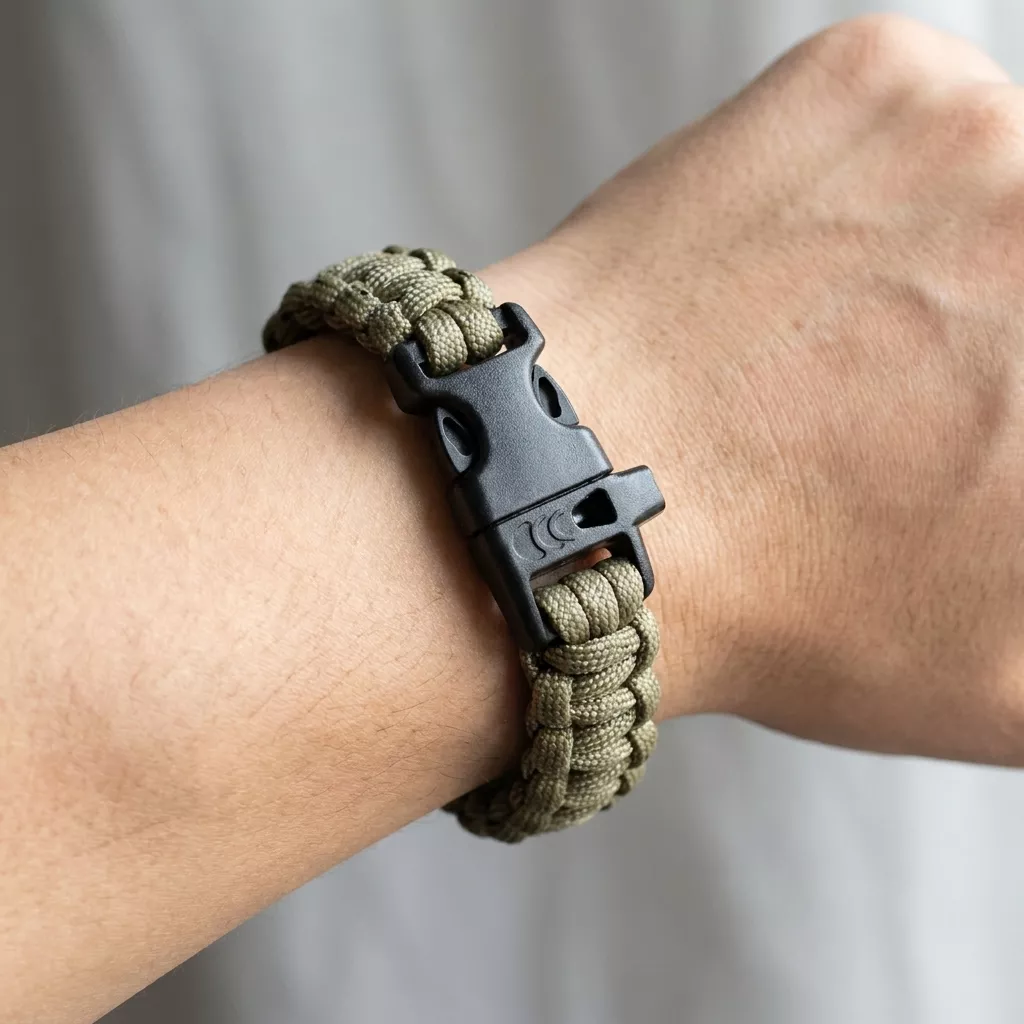 Bransoletka survivalowa paracord z gwizdkiem Desert Camo 22 cm