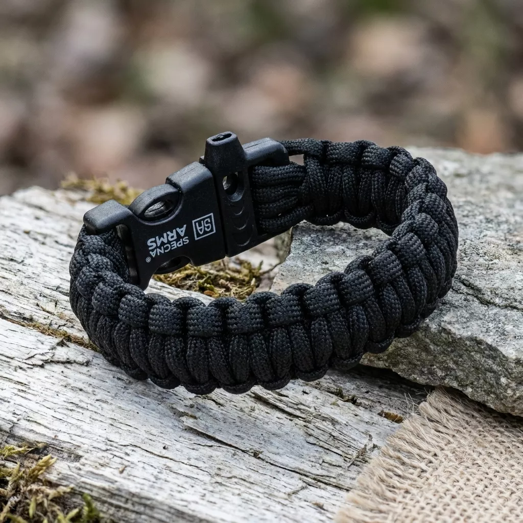 Bransoletka survivalowa paracord z gwizdkiem Welde 22 cm