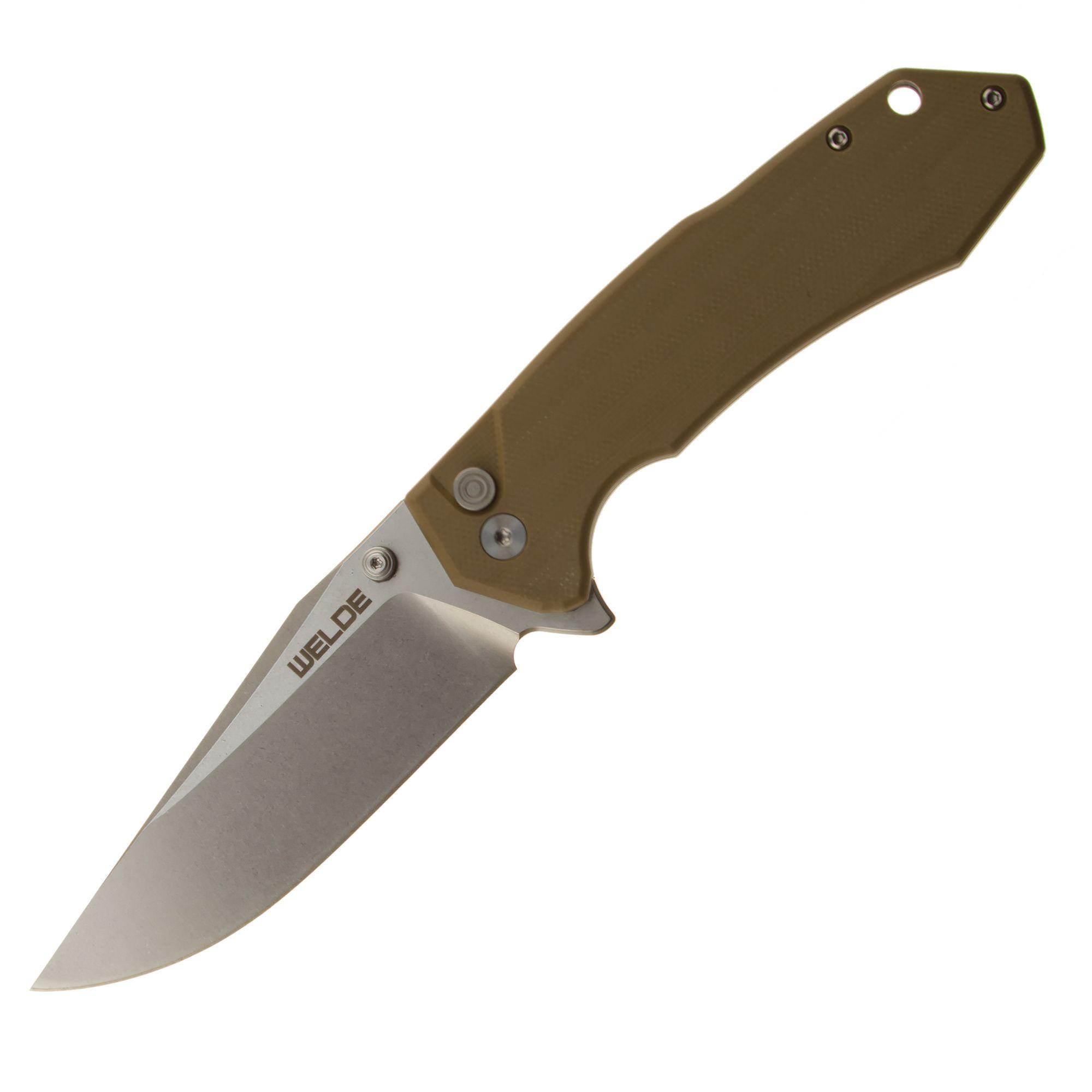 Nóż składany Welde D2F64 Brązowy Stal D2 G10 EDC 20cm