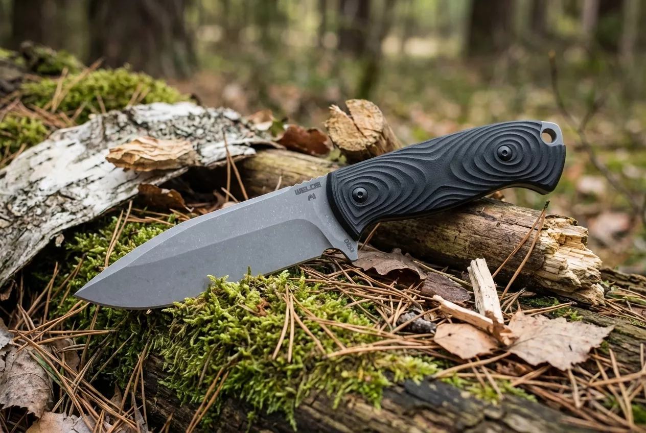Welde AI Nóż Survivalowy stal DC53 63 HRC z pochwą Kydex 