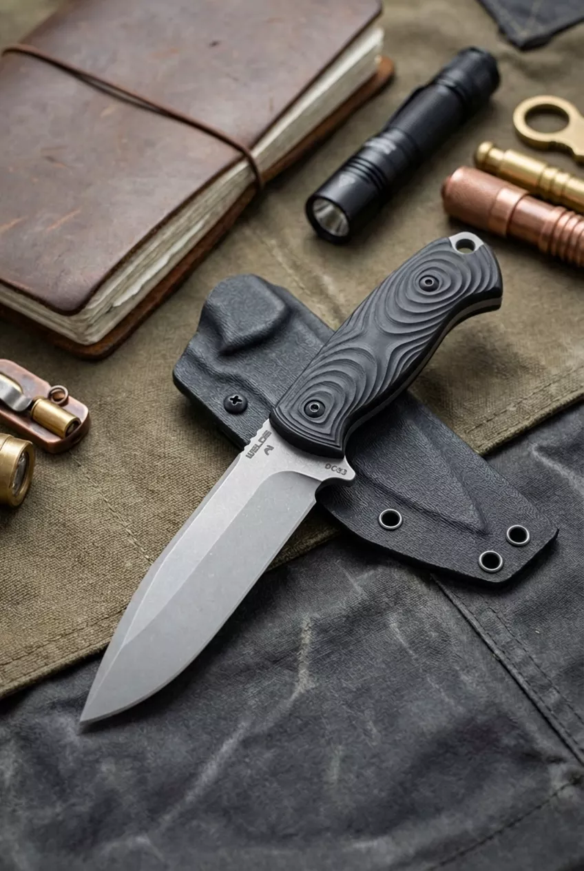 Welde AI Nóż Survivalowy stal DC53 63 HRC z pochwą Kydex 