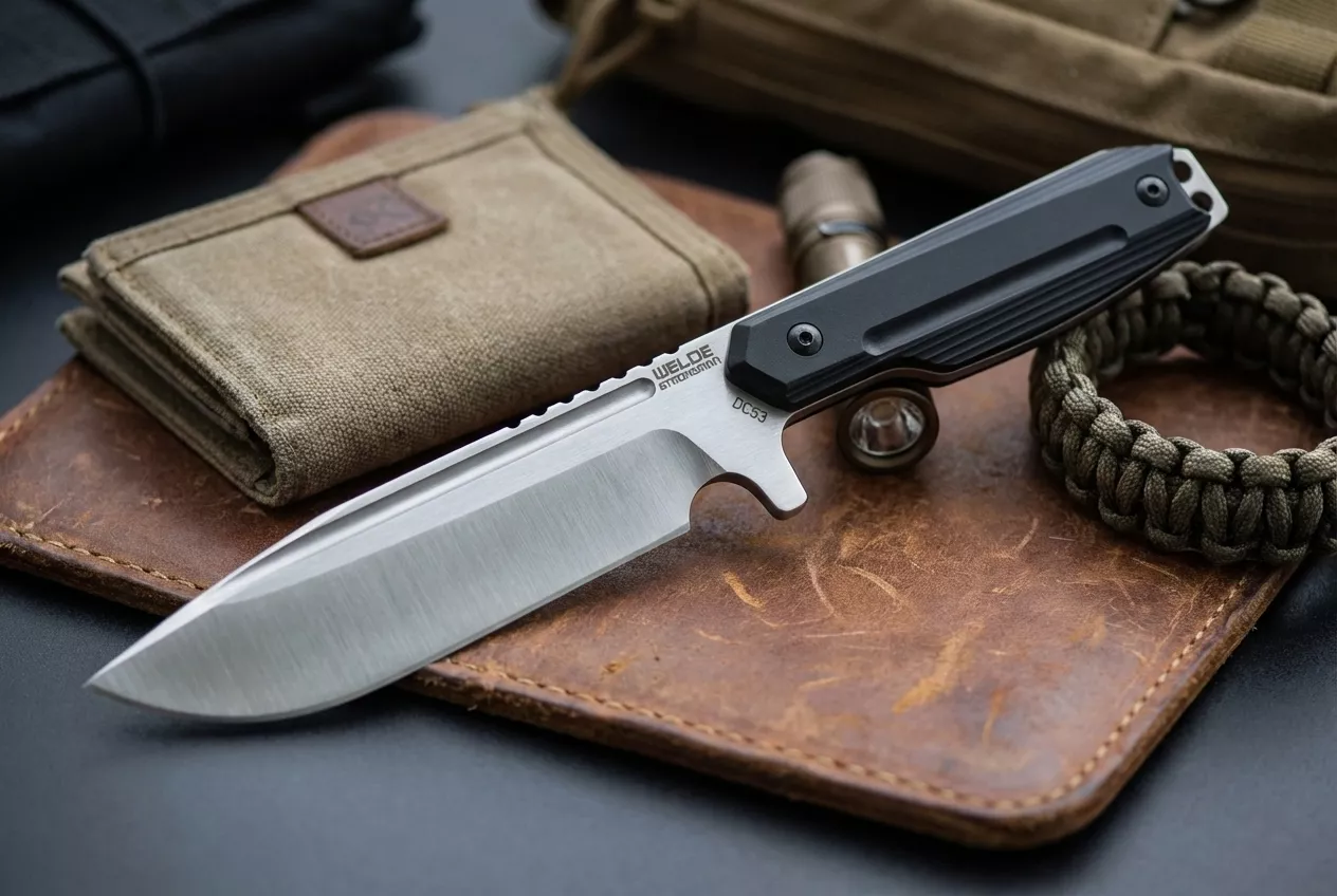 Welde Strongman G10 Nóż Survivalowy stal DC53 63 HRC z pochwą Kydex