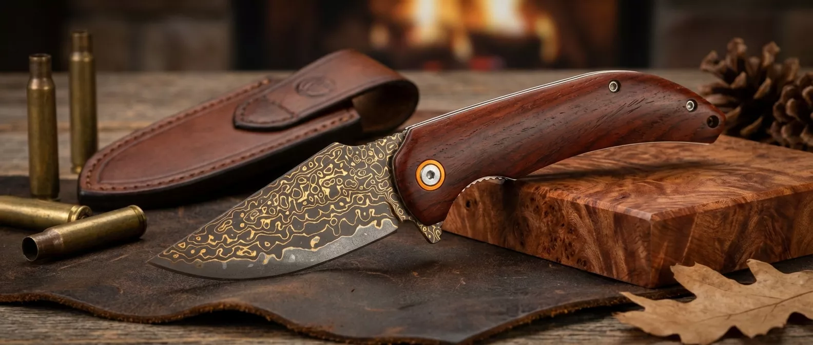 Nóż składany Welde VG01 VG10 Mokume Gane Drewno Różane