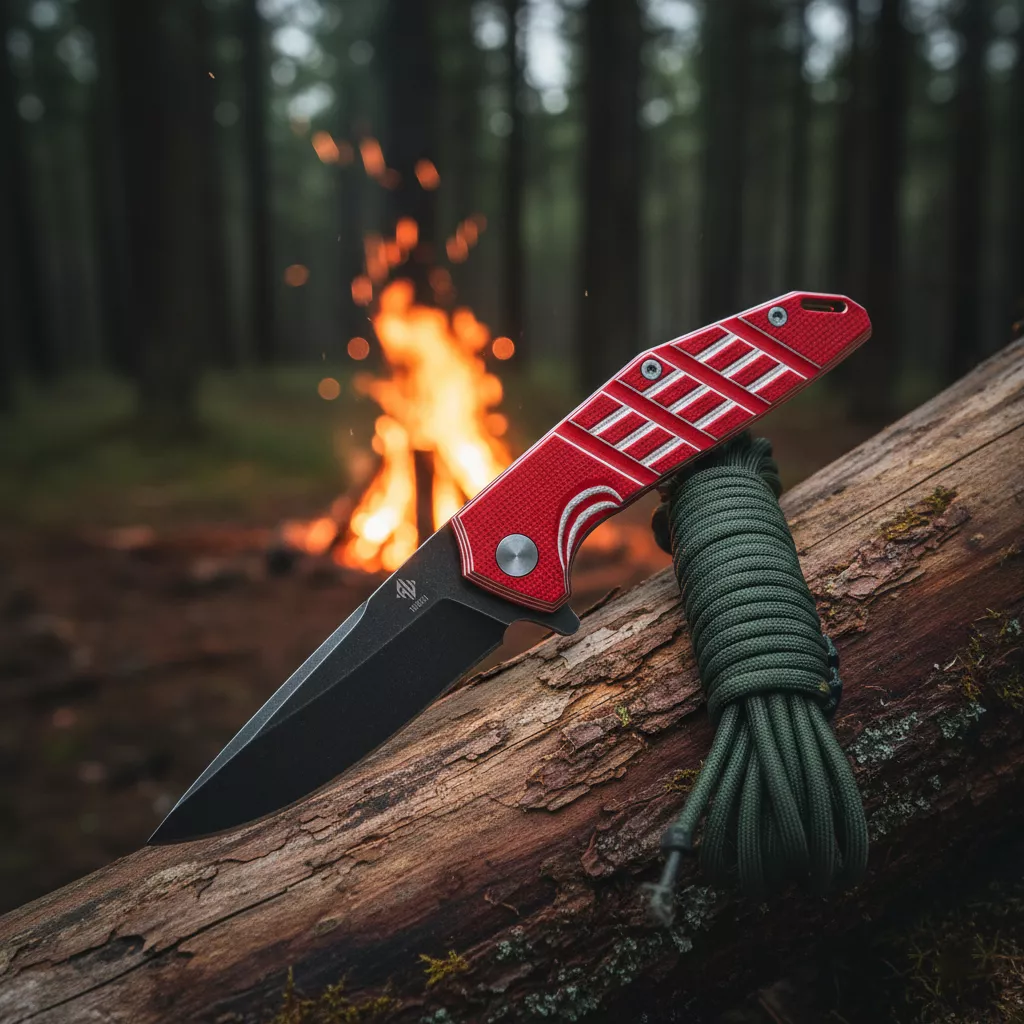 Womsi Falke nóż składany red white G10 S90V