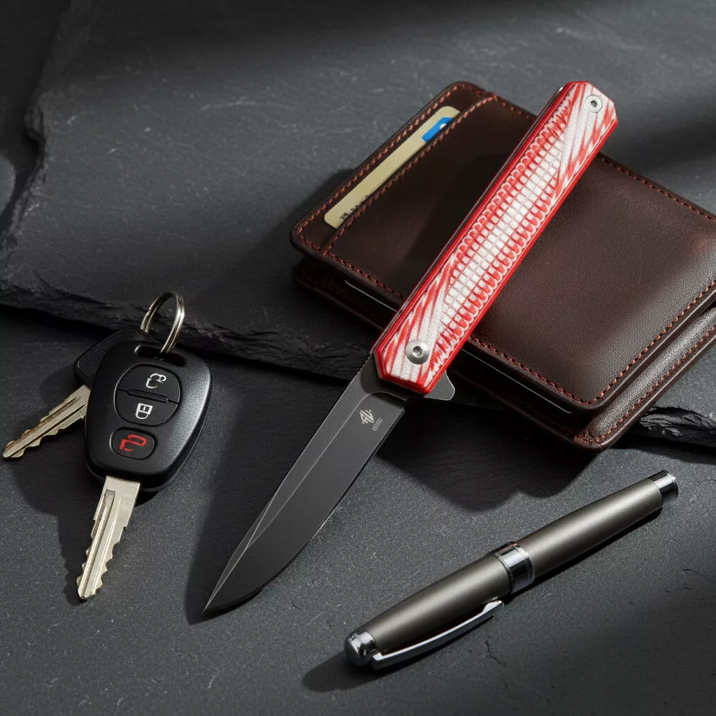 Womsi Wolf nóż składany red white G10 S90V