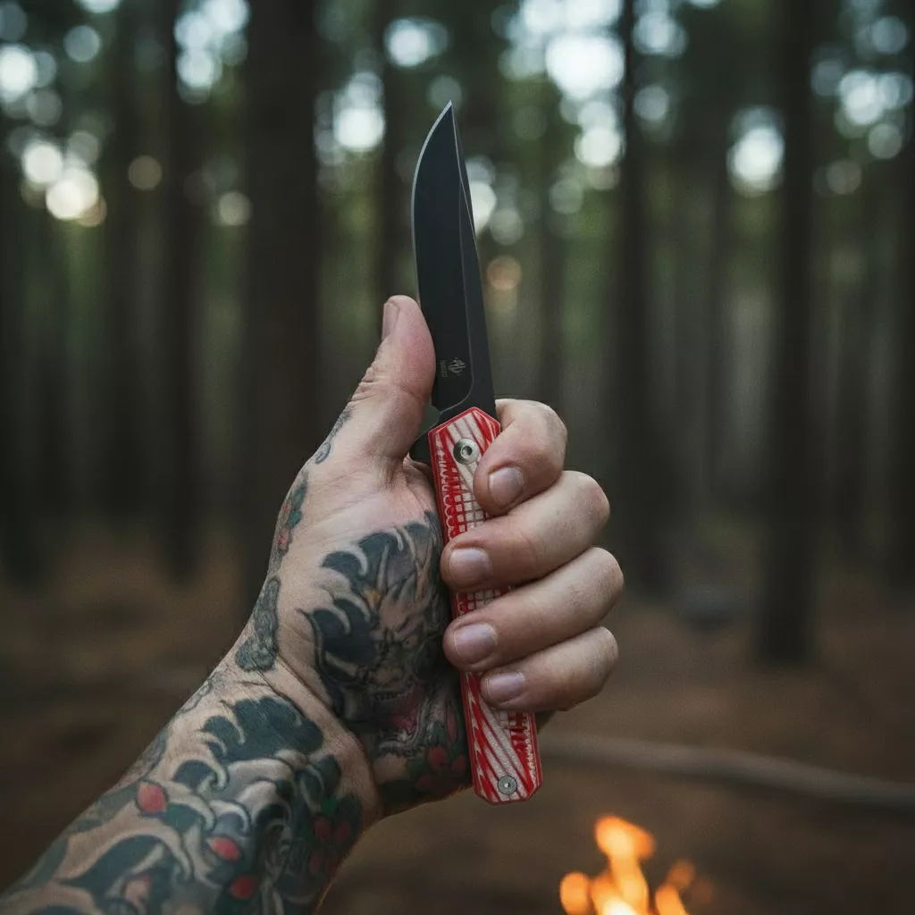 Womsi Wolf nóż składany red white G10 S90V