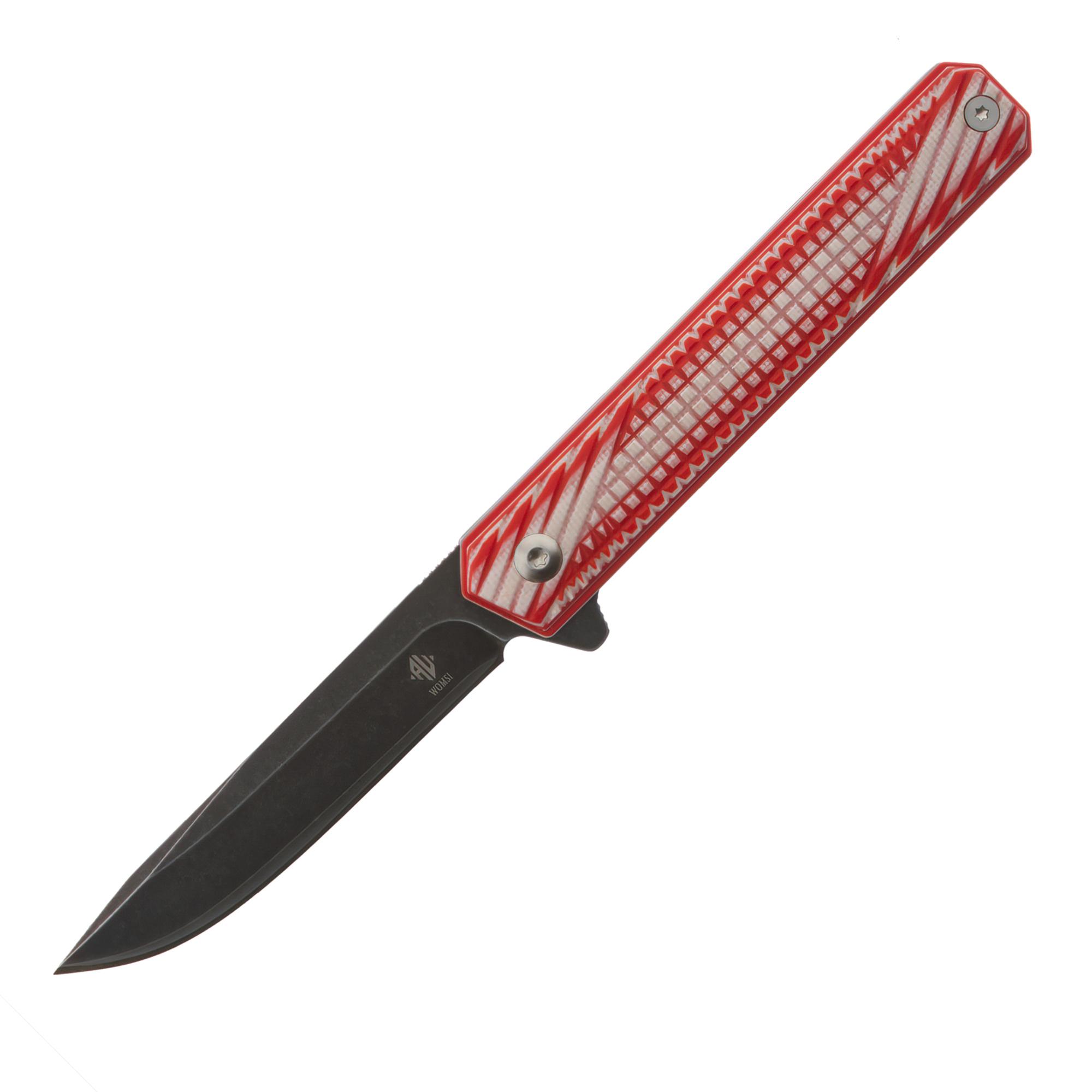 Womsi Wolf nóż składany red white G10 S90V