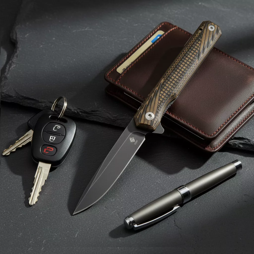 Womsi Wolf nóż składany brown black G10 S90V