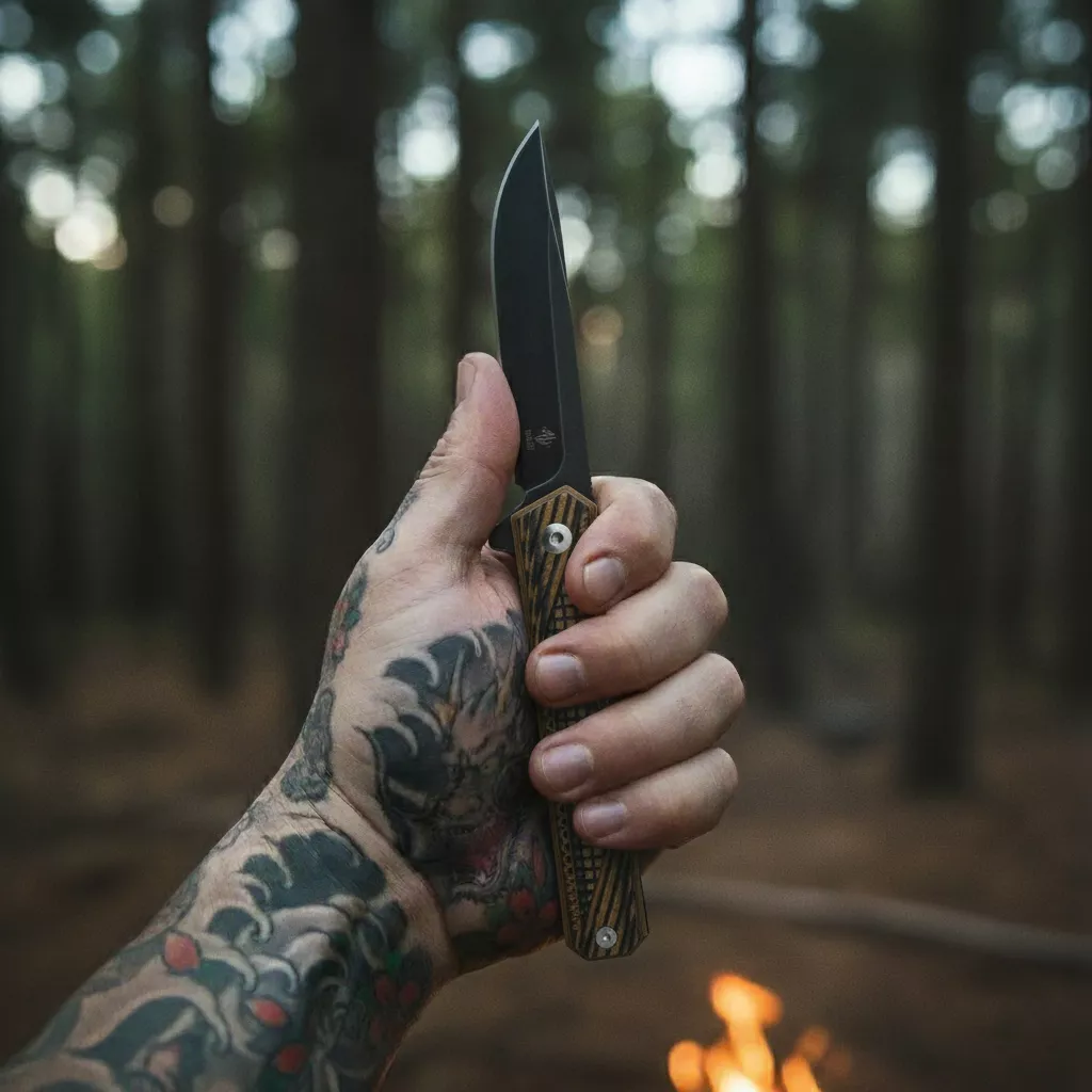 Womsi Wolf nóż składany brown black G10 S90V