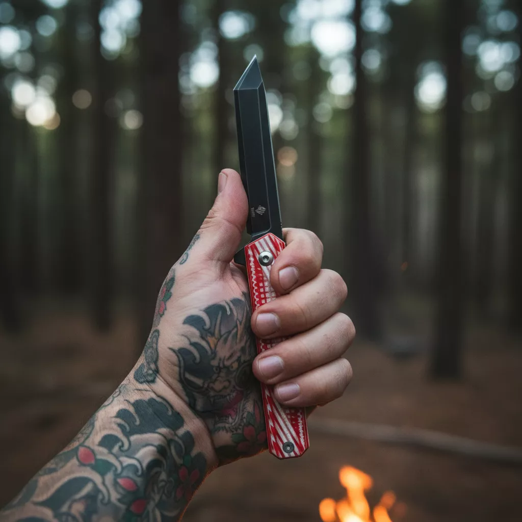 Womsi Wolf nóż składany tanto red white G10 S90V