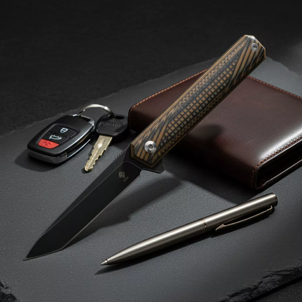 Womsi Wolf nóż składany tanto brown black G10 S90V