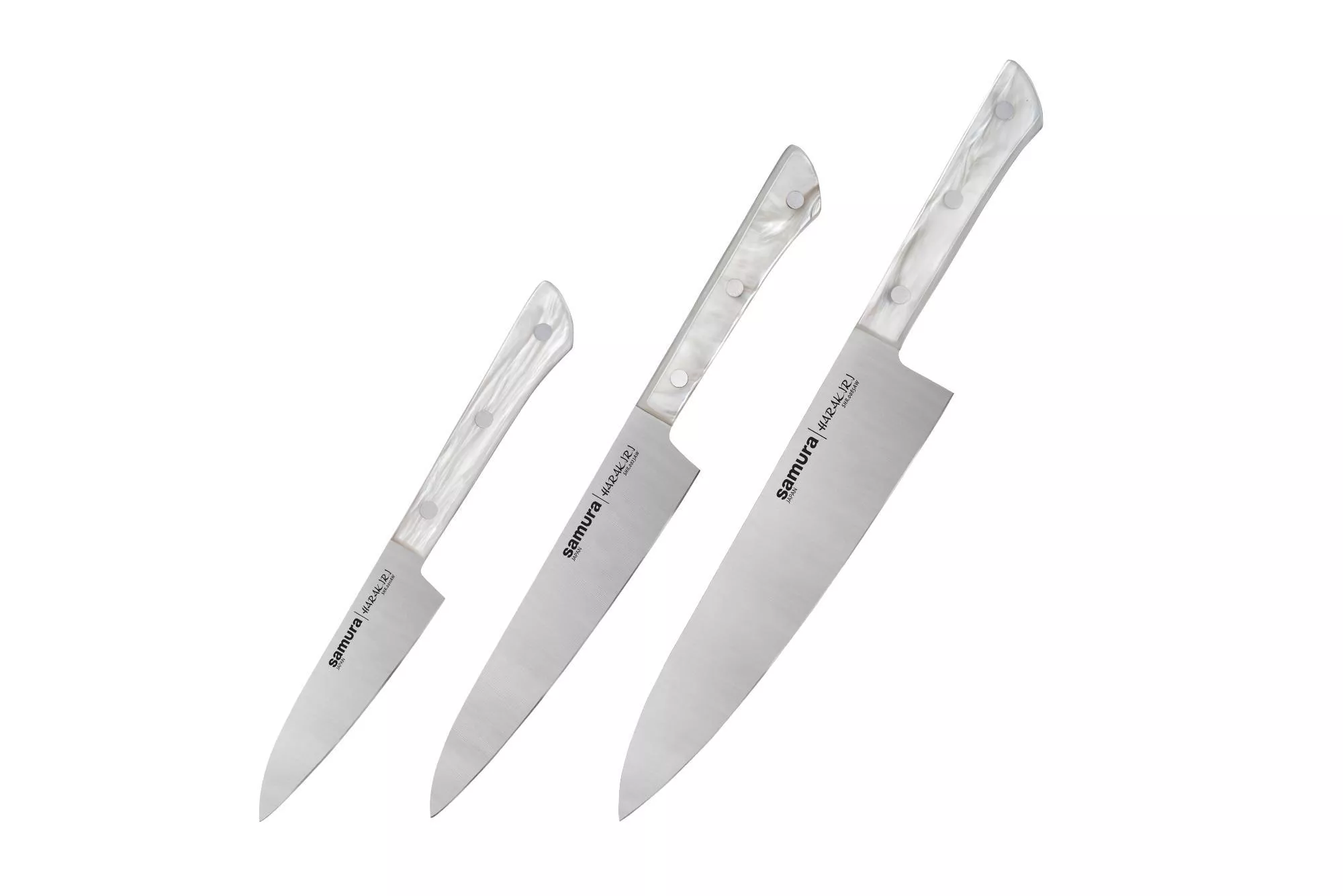 Samura Harakiri Zestaw 3 Noży Kuchennych, Ostrza 9.9/15/20.8 cm, Akryl